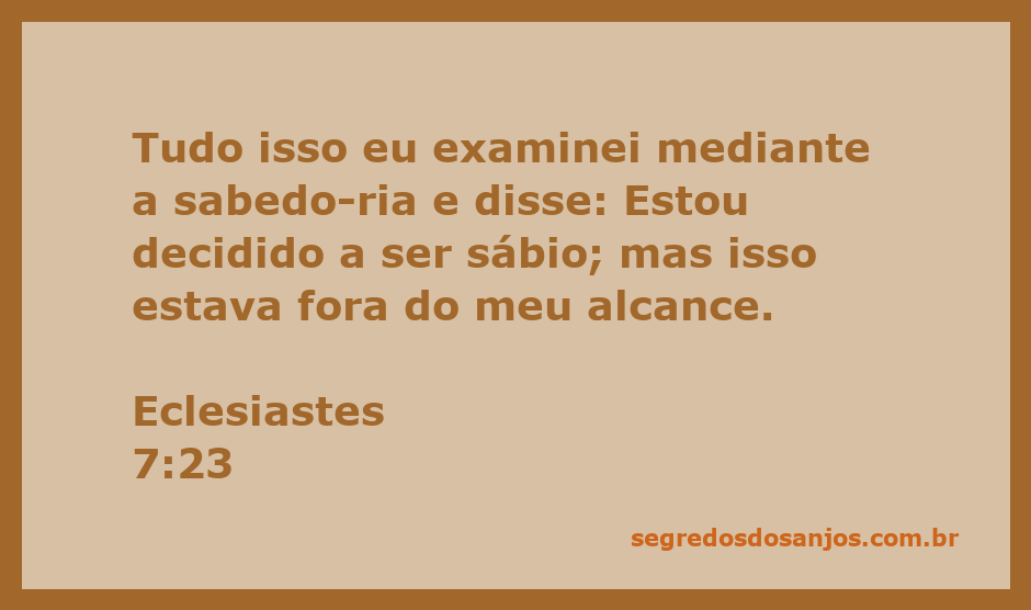 Reflexão sobre a sabedoria em Eclesiastes 7:23, mostrando a luta pela compreensão e o reconhecimento de suas limitações.