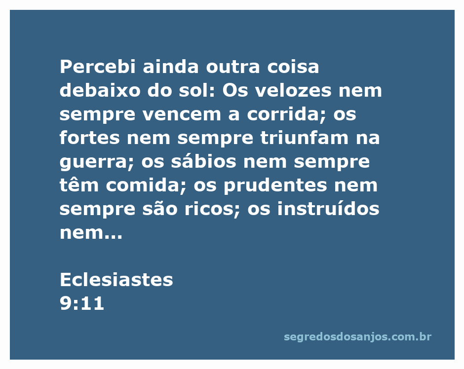Imagem ilustrativa do versículo Eclesiastes 9:11, destacando a inconstância das vitórias na vida.
