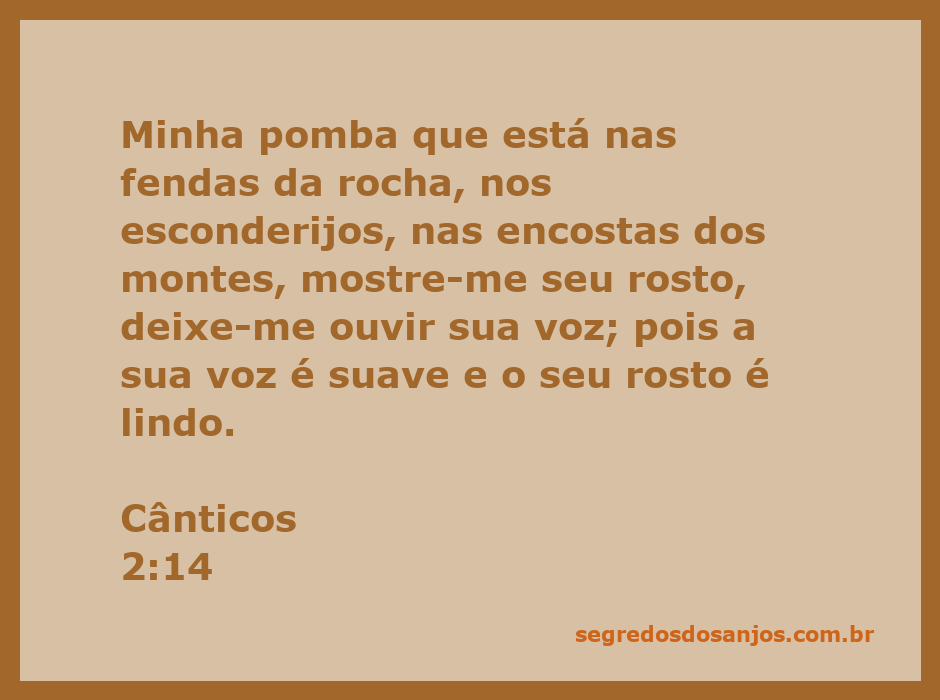 Uma pomba repousando nas fendas da rocha, simbolizando a beleza e a suavidade do amor descrito em Cânticos 2:14.