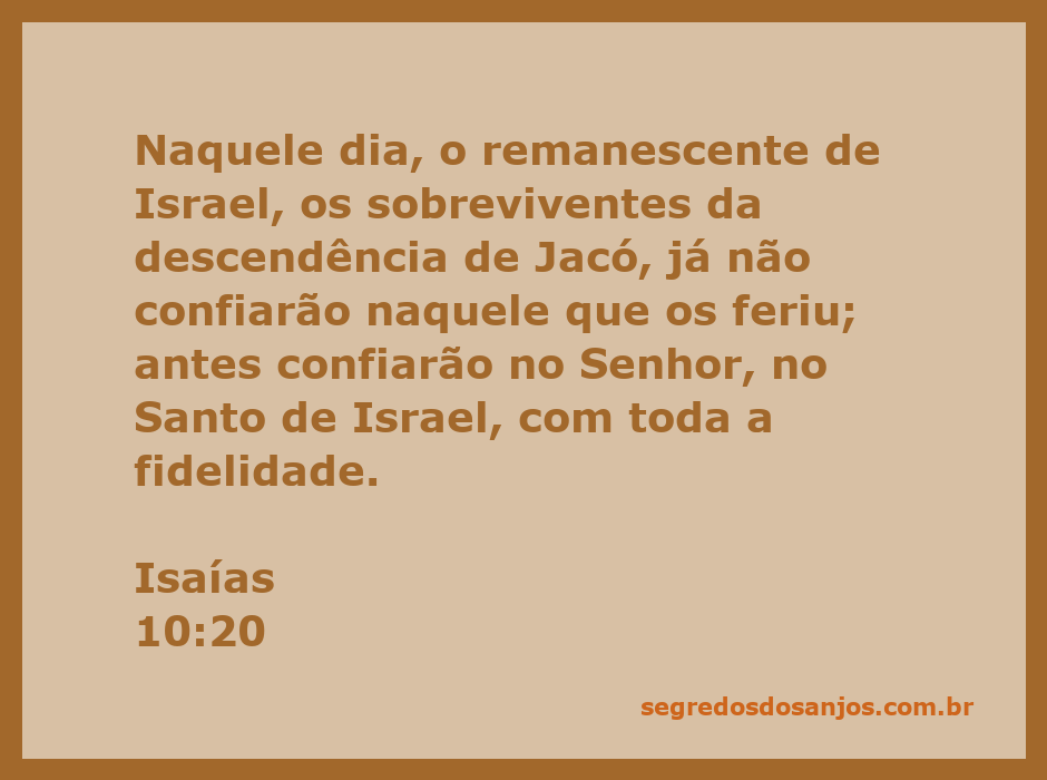 Imagem que representa o remanescente de Israel confiando no Senhor, conforme Isaías 10:20.
