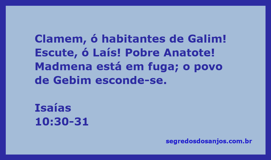 Imagem representativa dos habitantes de Galim clamando, com referências a Laís, Anatote, Madmena e Gebim.