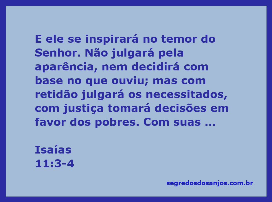 Ilustração de Isaías 11:3-4, representando a justiça e retidão do Senhor em suas decisões.