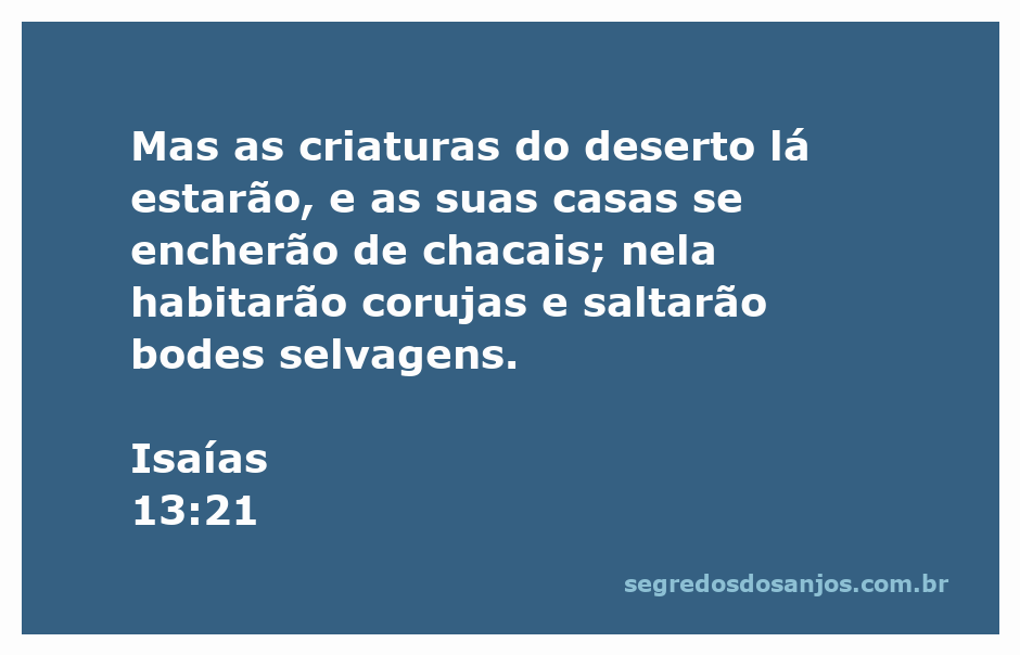 Ilustração de criaturas do deserto em Isaías 13:21, incluindo chacais, corujas e bodes selvagens.