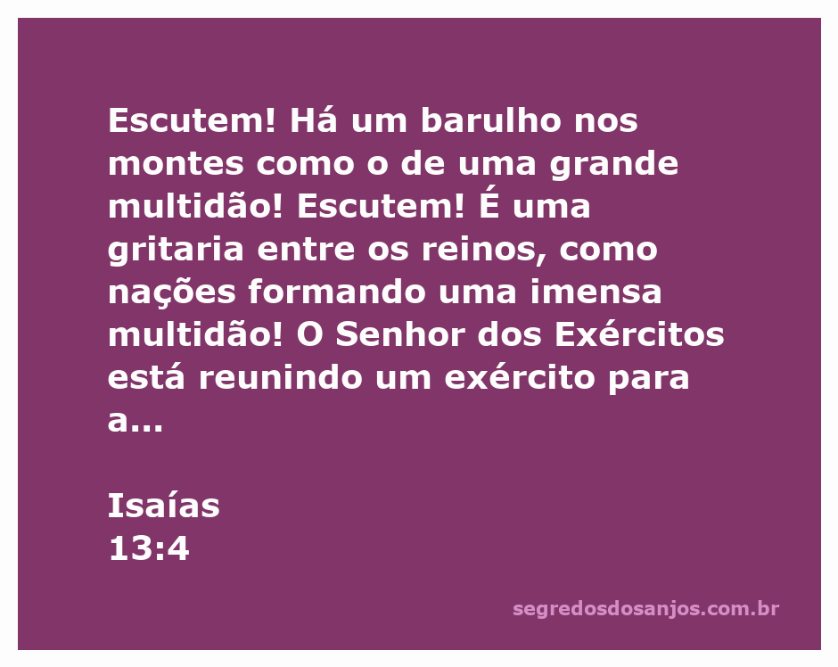 Imagem representando a convocação de um exército celestial, com montanhas ao fundo e uma multidão em formação.