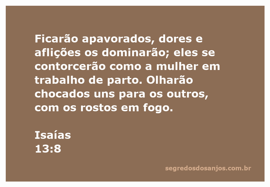Representação artística da aflição e medo descritos em Isaías 13:8, mostrando figuras contorcidas em dor como uma mulher em trabalho de parto.
