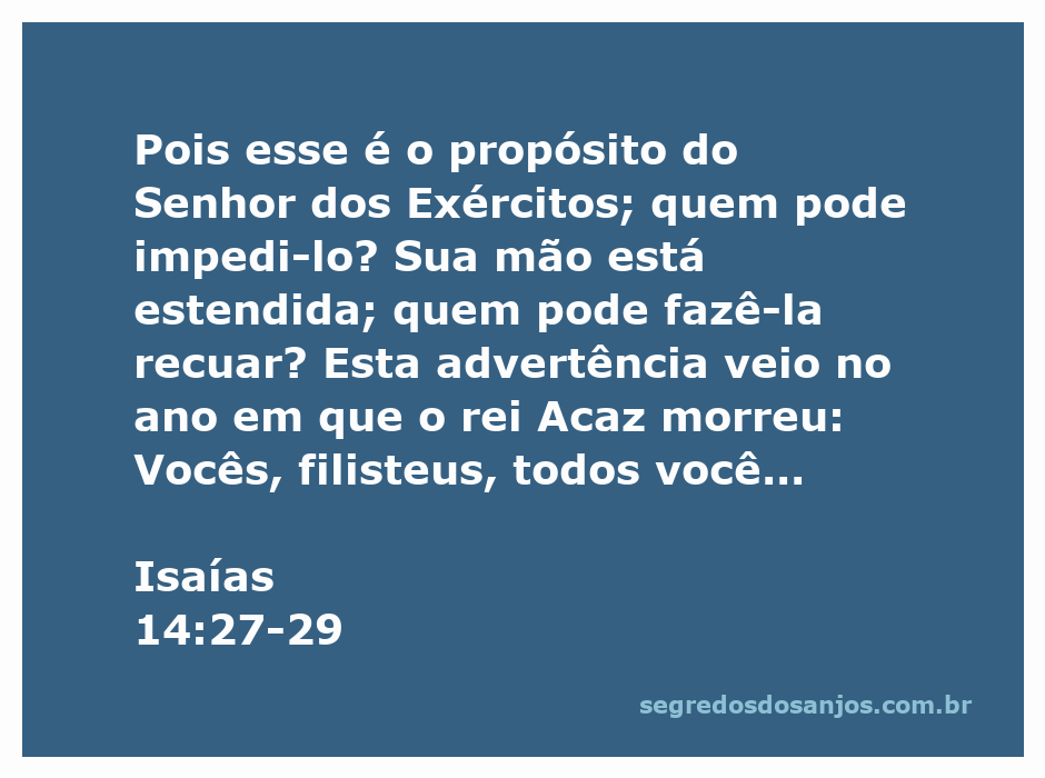 Imagem representativa do versículo de Isaías 14:27-29, mostrando a mão de Deus estendida em poder e autoridade, com elementos simbólicos como uma cobra e uma víbora.
