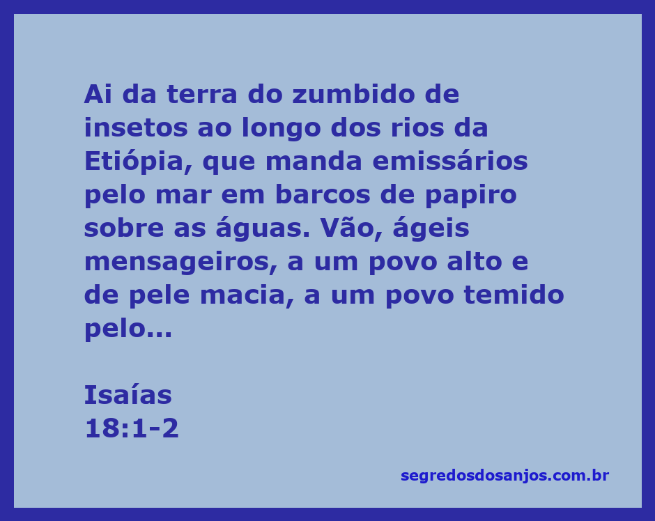 Representação artística da passagem de Isaías 18:1-2, destacando a terra da Etiópia e seus mensageiros pelo mar.