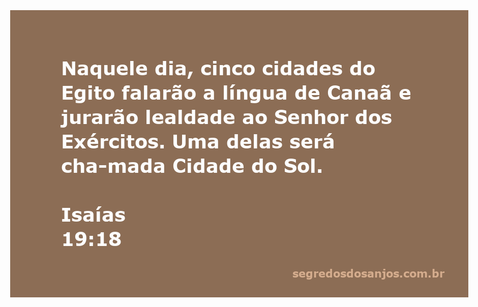 Representação artística de cinco cidades do Egito falando a língua de Canaã, simbolizando a lealdade ao Senhor dos Exércitos.