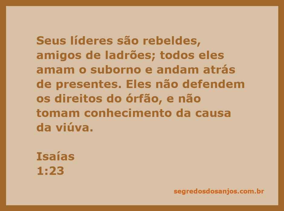 Ilustração representando a injustiça social e a corrupção entre líderes, com ênfase no versículo de Isaías 1:23.