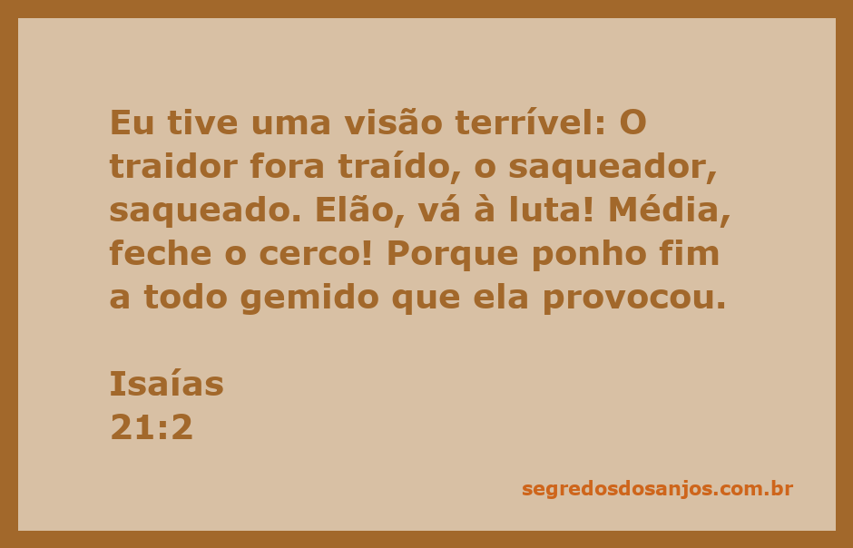 Ilustração da visão profética de Isaías sobre traição e conflito em Elão e Média.