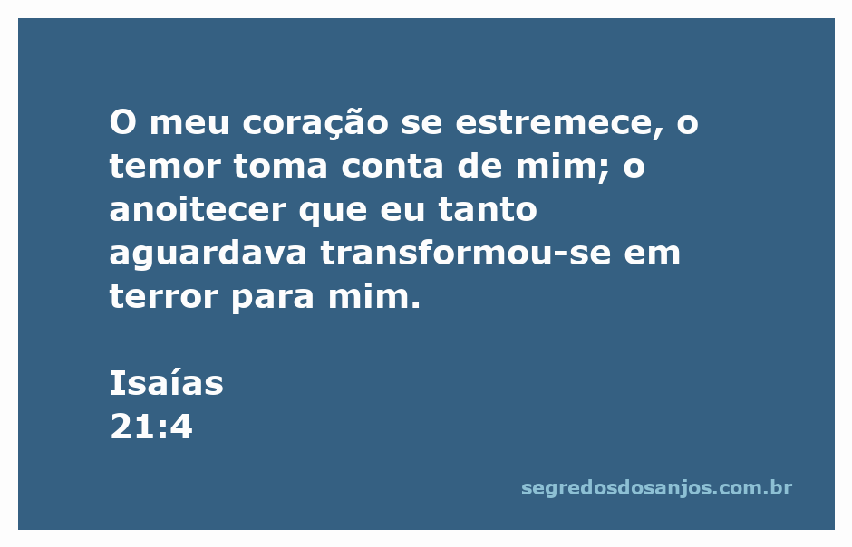 Imagem representativa do versículo Isaías 21:4, com uma cena de anoitecer e expressões de temor.