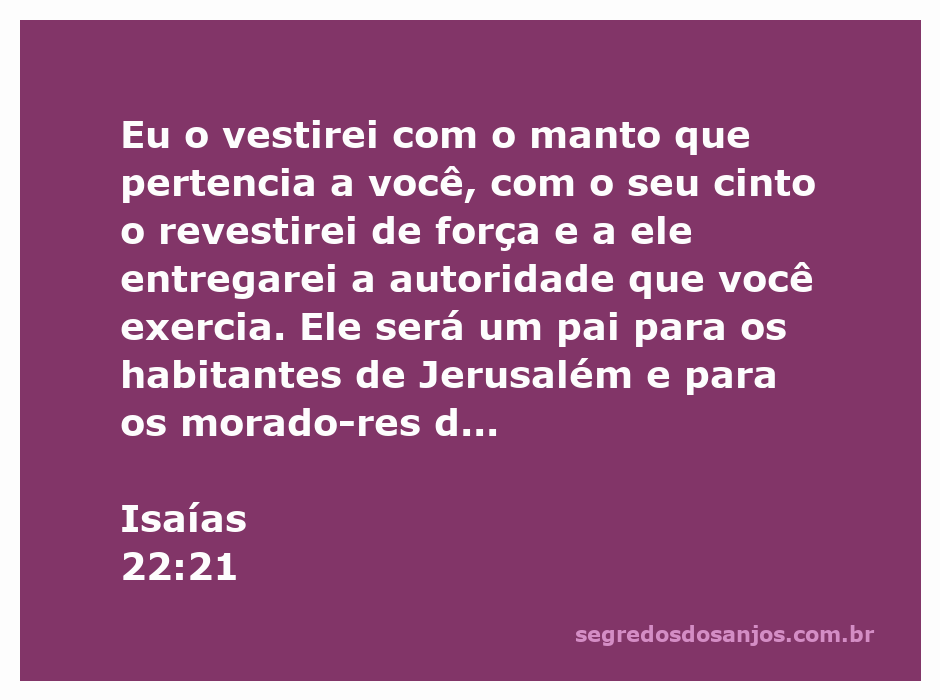 Imagem representando Isaías 22:21, mostrando a transferência de autoridade e força entre líderes em Jerusalém.