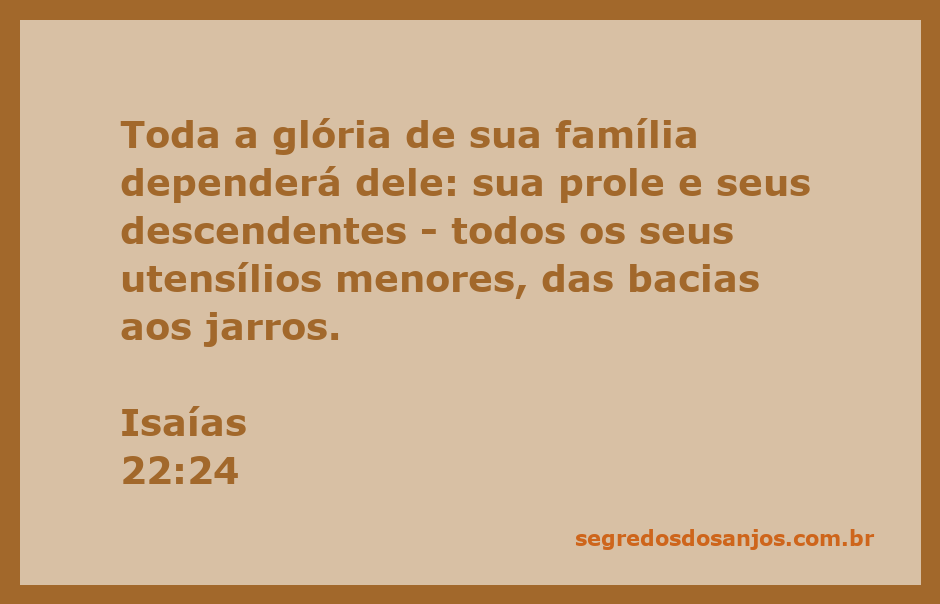 Imagem representativa da passagem bíblica Isaías 22:24, destacando a importância da família e seus utensílios.