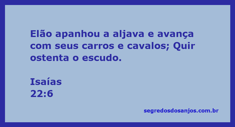 Ilustração de Elão avançando com carros e cavalos, enquanto Quir exibe um escudo, representando a passagem de Isaías 22:6.
