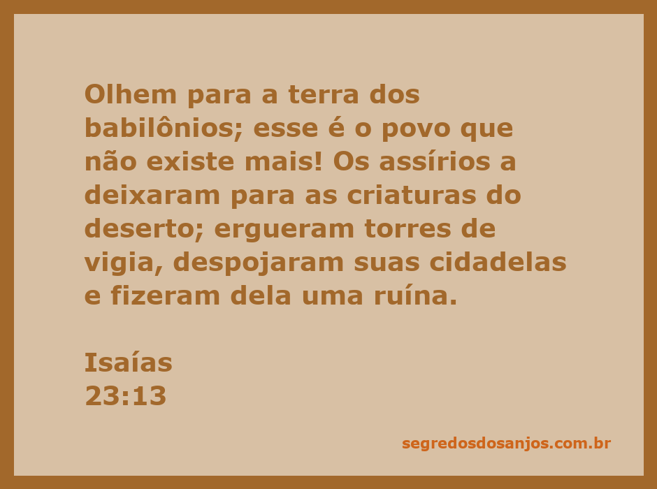 Imagem representativa da ruína da terra dos babilônios, mostrando torres de vigia e despojos.