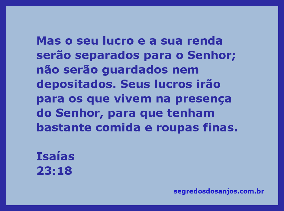 Ilustração do versículo Isaías 23:18, mostrando a generosidade e a entrega dos lucros ao Senhor.