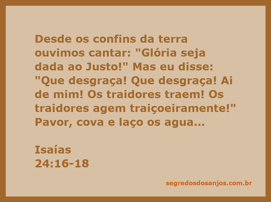 Ilustração representando a passagem de Isaías 24:16-18 com elementos de desespero e esperança em contraste.