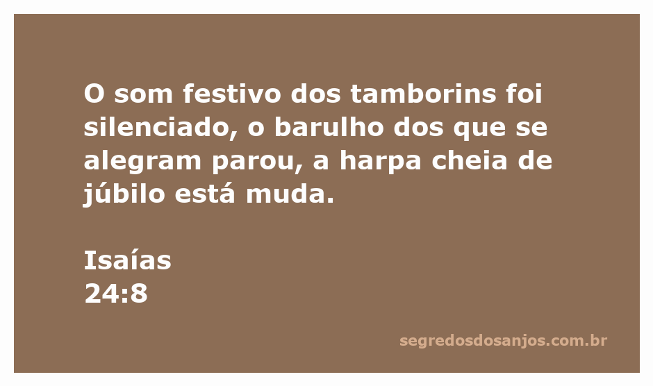 Imagem representativa da tristeza e silêncio após uma celebração, com tamborins e harpas ilustrando a passagem de Isaías 24:8.