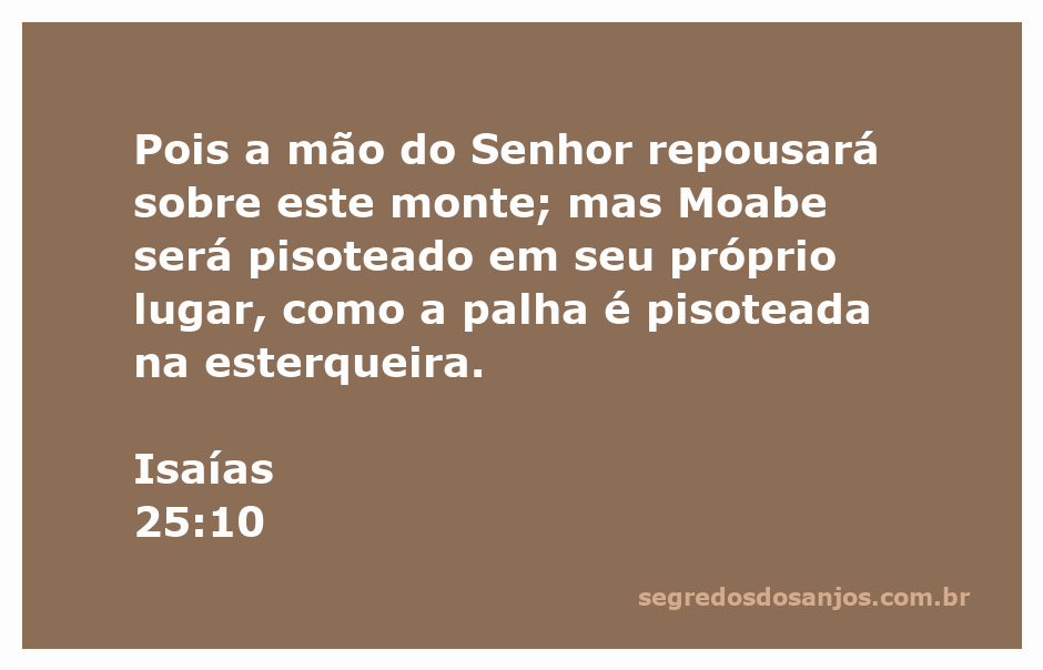Uma representação artística da mão do Senhor sobre um monte, simbolizando a proteção divina, enquanto Moabe é simbolicamente pisoteado.