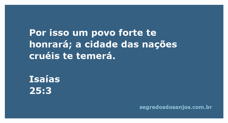 Citação do versículo Isaías 25:3 apresentando a honra e o temor das nações.