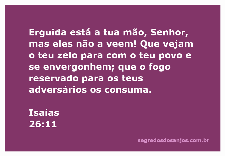 Imagem representando a mão do Senhor erguida, simbolizando proteção e zelo pelo povo, com um fundo de fogo que consome adversários.