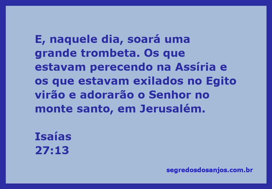 Ilustração da trombeta soando, simbolizando a chamada de Deus para o Seu povo na passagem de Isaías 27:13.