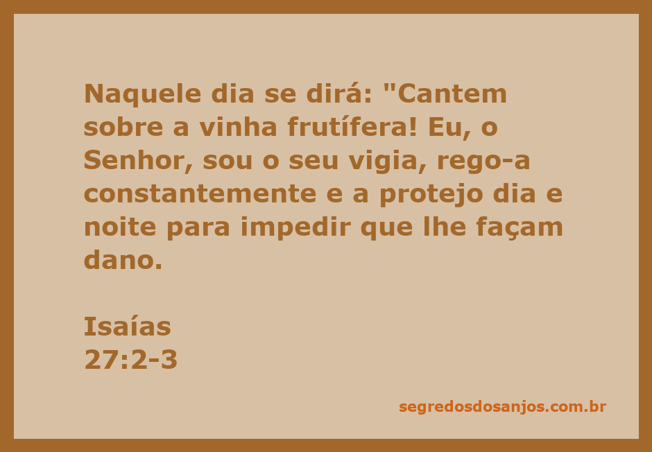 Imagem de uma vinha frutífera sob a vigilância do Senhor, simbolizando proteção e cuidado constante.