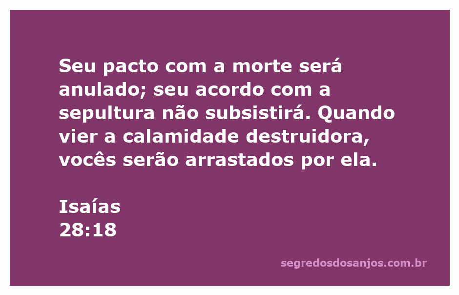 Ilustração do versículo Isaías 28:18, que fala sobre a anulação do pacto com a morte e a sepultura.