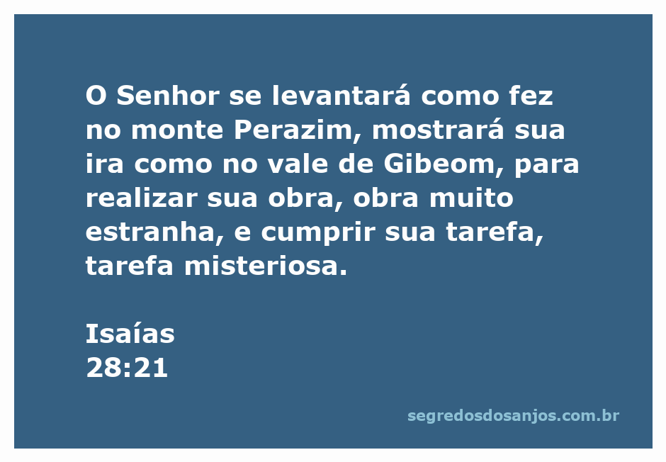 Representação artística do Senhor se levantando em ira, evocando a passagem de Isaías 28:21.