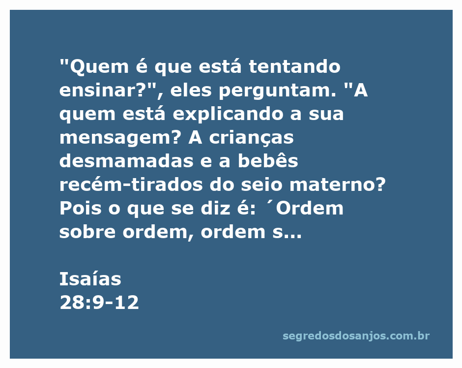 Ilustração do versículo Isaías 28:9-12, mostrando uma criança e a mensagem de Deus sobre descanso e ensinamento.
