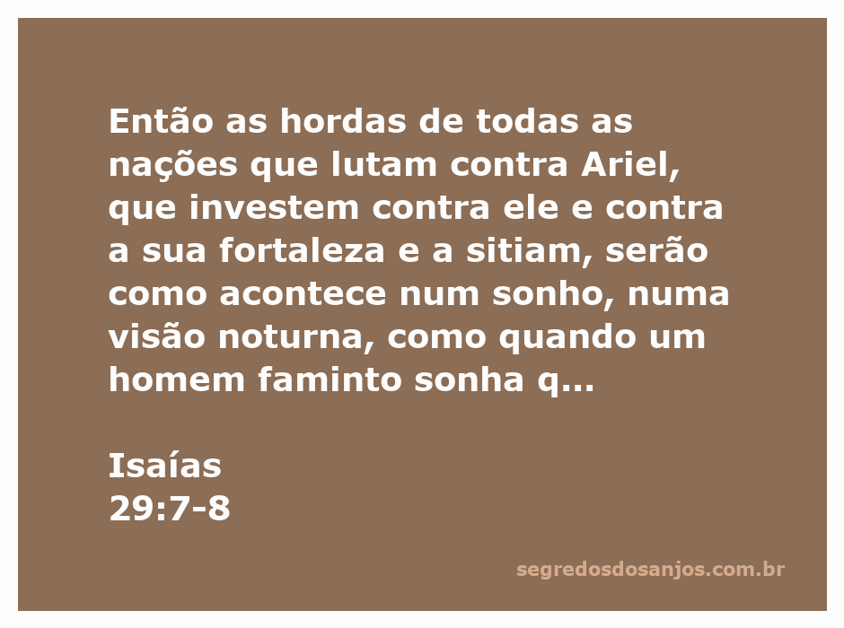 Imagem representando a passagem de Isaías 29:7-8, ilustrando a luta das nações contra Ariel e a metáfora do sonho de fome e sede.