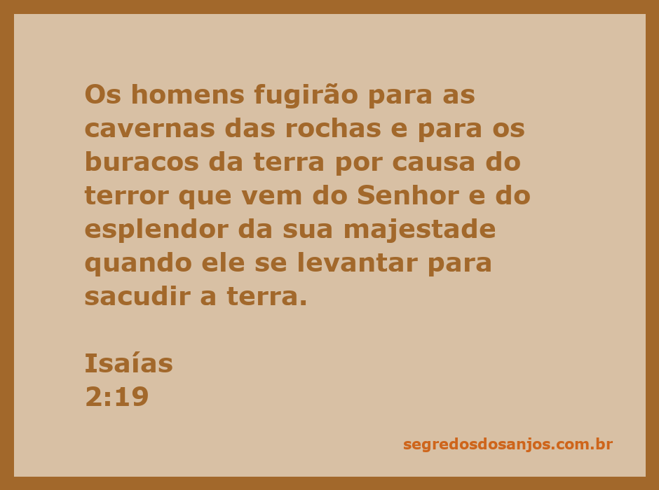 Ilustração de homens buscando abrigo em cavernas e buracos da terra em um cenário de temor e majestade divina.