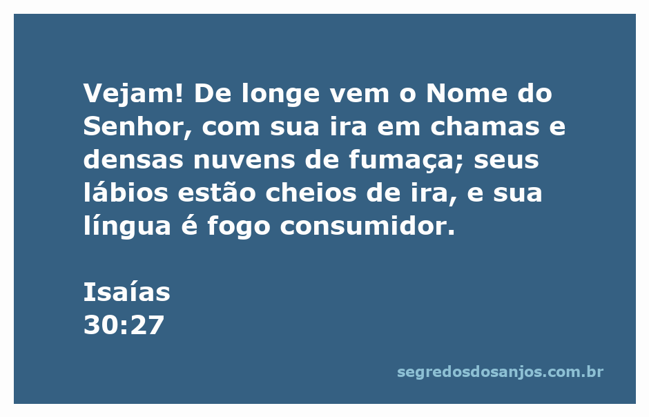 Representação artística da ira do Senhor conforme Isaías 30:27, com chamas e nuvens de fumaça.