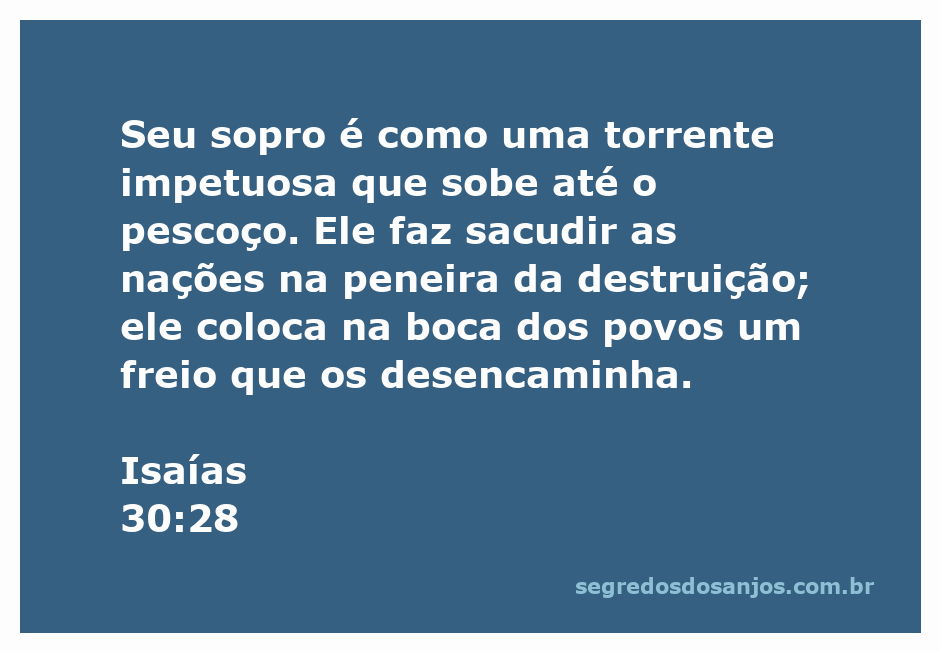 Imagem de uma torrente impetuosa representando a força do sopro de Deus conforme Isaías 30:28.