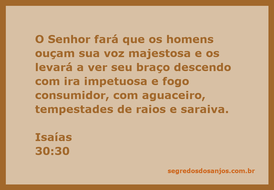 O Senhor revela sua majestade e poder através de um braço que desce em ira, rodeado por tempestades e fogo.