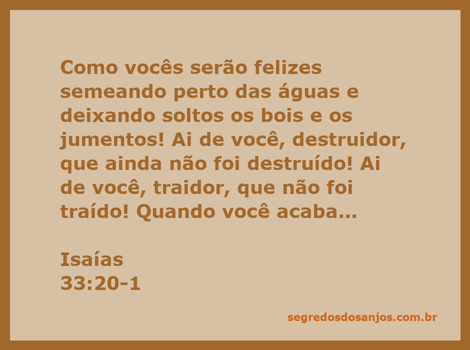 Ilustração da passagem de Isaías 33:20-21, retratando a felicidade e a paz ao semear perto das águas.