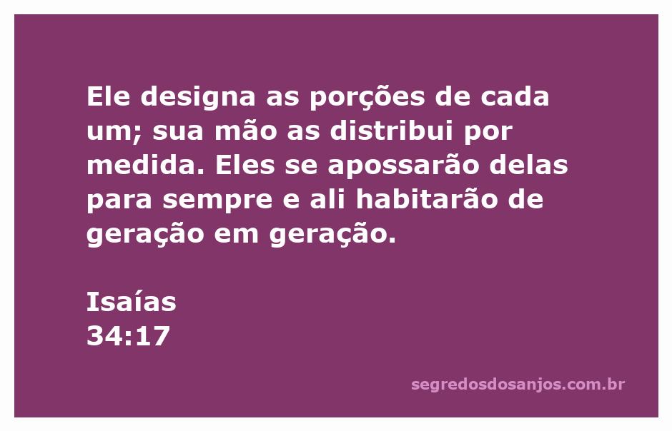 Deus distribui as heranças e porções para o seu povo conforme Sua vontade.