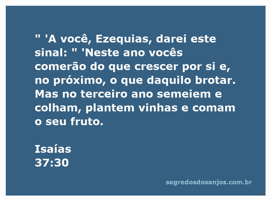 Uma ilustração de Ezequias recebendo uma mensagem de esperança sobre colheitas e abundância, com referências a Isaías 37:30.