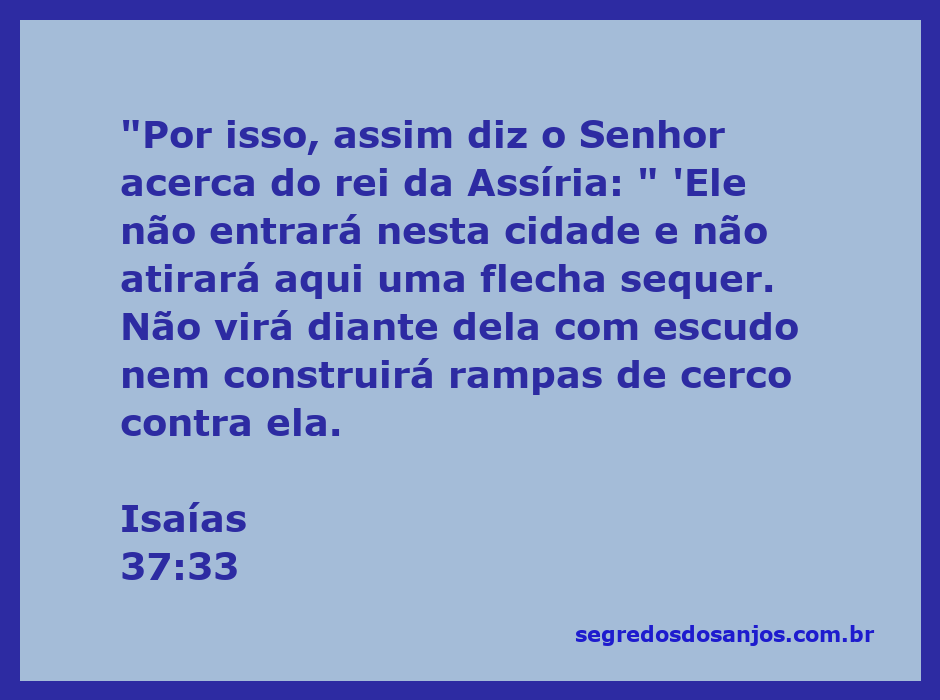 Representação do Senhor proclamando proteção contra o rei da Assíria, ilustrando Isaías 37:33.