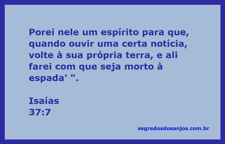 Ilustração da passagem bíblica Isaías 37:7, representando uma mensagem divina sobre um espírito que influencia o destino.