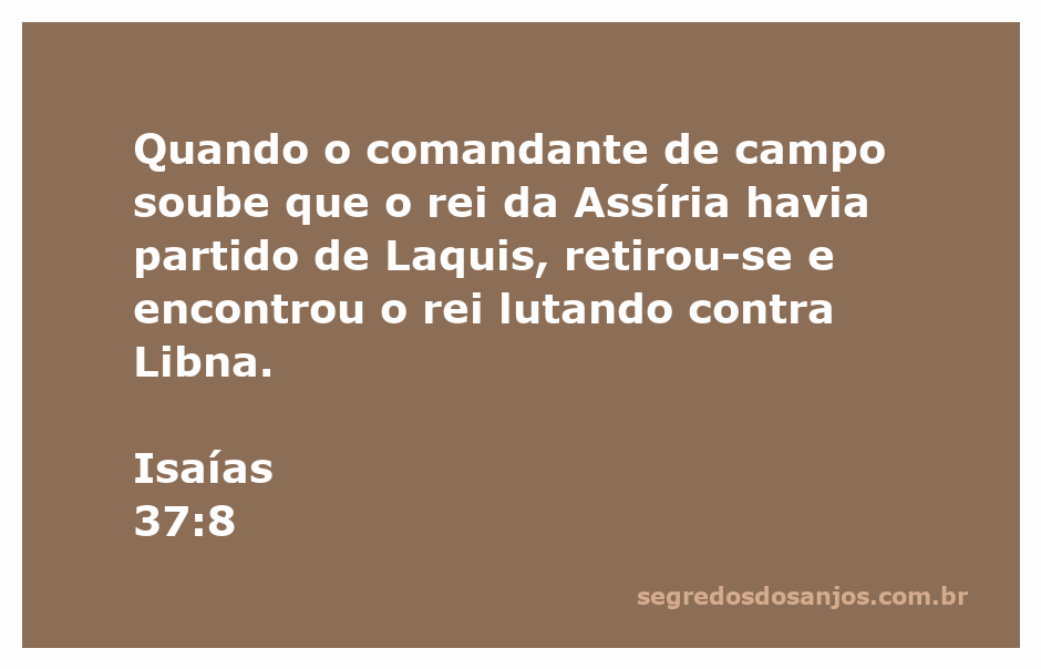 Comandante de campo se retira após ouvir sobre o rei da Assíria em Isaías 37:8.