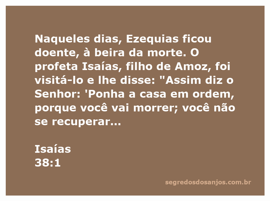 Ilustração de Ezequias recebendo a visita do profeta Isaías em sua doença