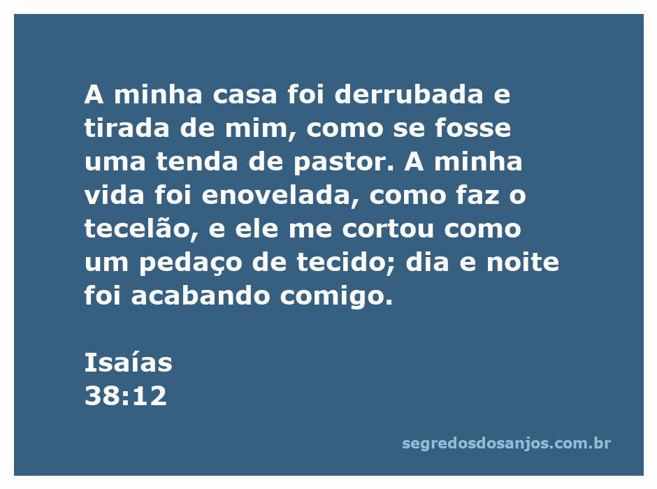 Ilustração do versículo Isaías 38:12, representando a fragilidade da vida e a perda, como uma tenda de pastor e um tecido sendo cortado.