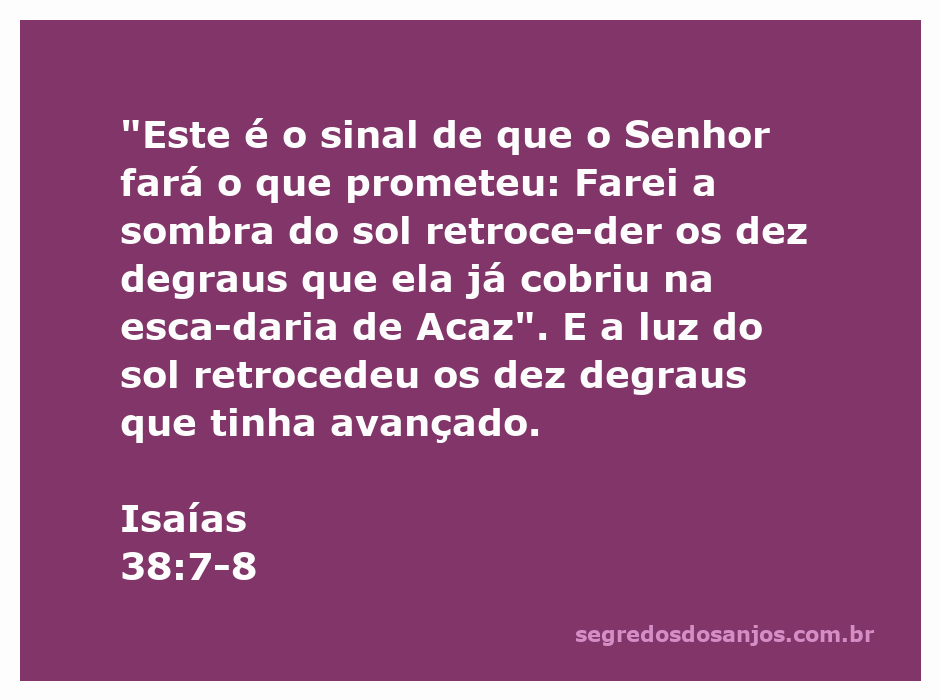 Representação artística da sombra do sol retrocedendo na escadaria de Acaz, simbolizando o sinal de Deus conforme Isaías 38:7-8.