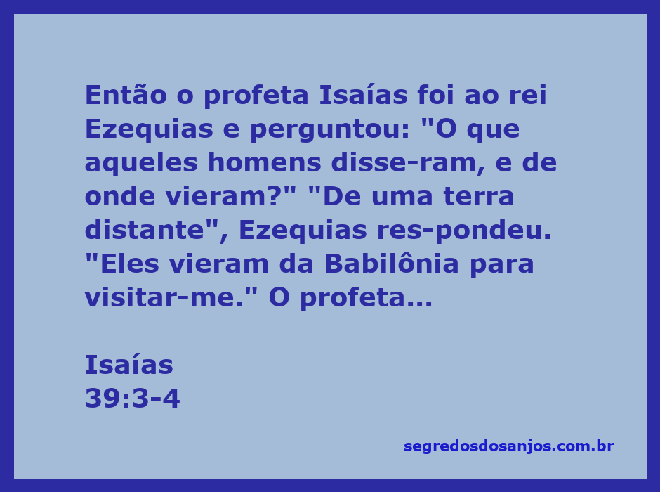 O profeta Isaías conversando com o rei Ezequias sobre os visitantes da Babilônia.
