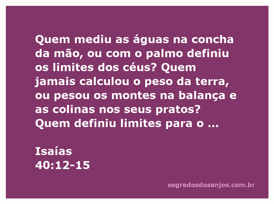 Ilustração que representa Isaías 40:12-15, destacando a grandeza de Deus em medir as águas e definir os limites dos céus.