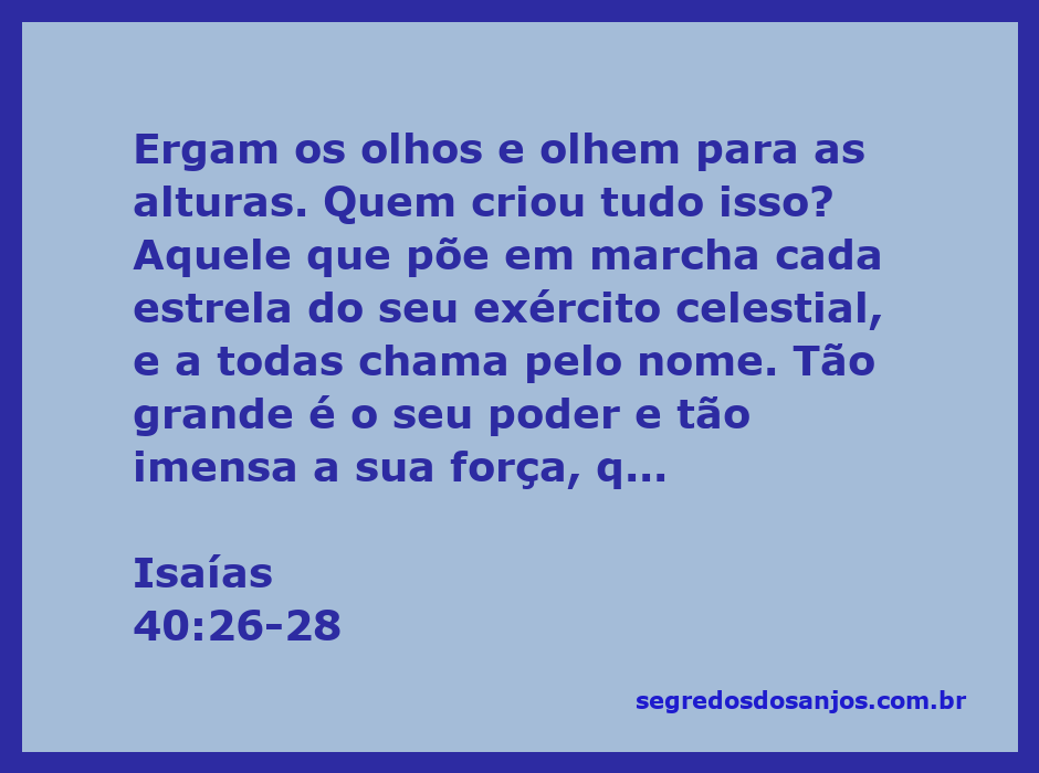Ilustração do versículo Isaías 40:26-28, mostrando a grandeza de Deus como Criador do universo e seu poder sobre as estrelas.