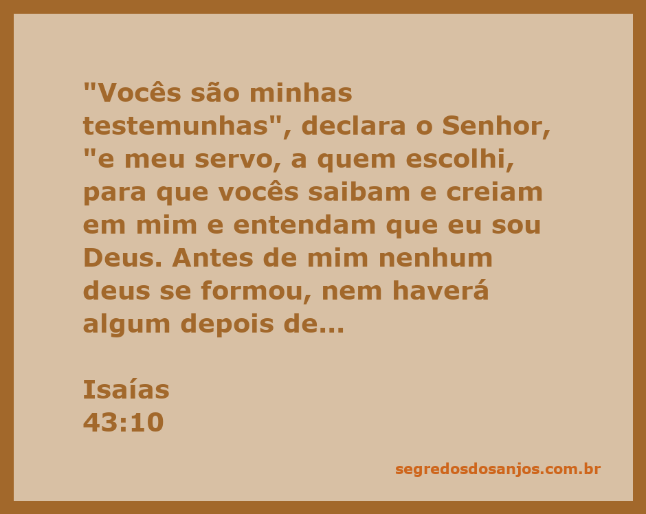Ilustração do versículo Isaías 43:10, destacando a declaração de Deus sobre suas testemunhas.