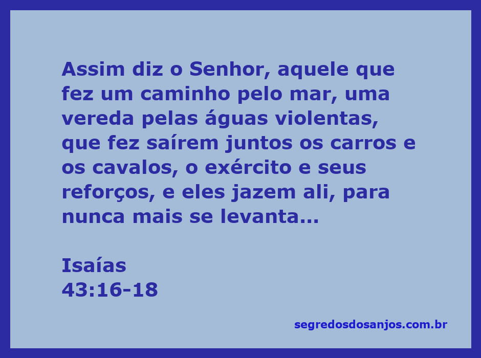 Imagem inspiradora representando Isaías 43:16-18, mostrando um caminho aberto pelo mar e águas tranquilas, simbolizando a proteção e os milagres de Deus.