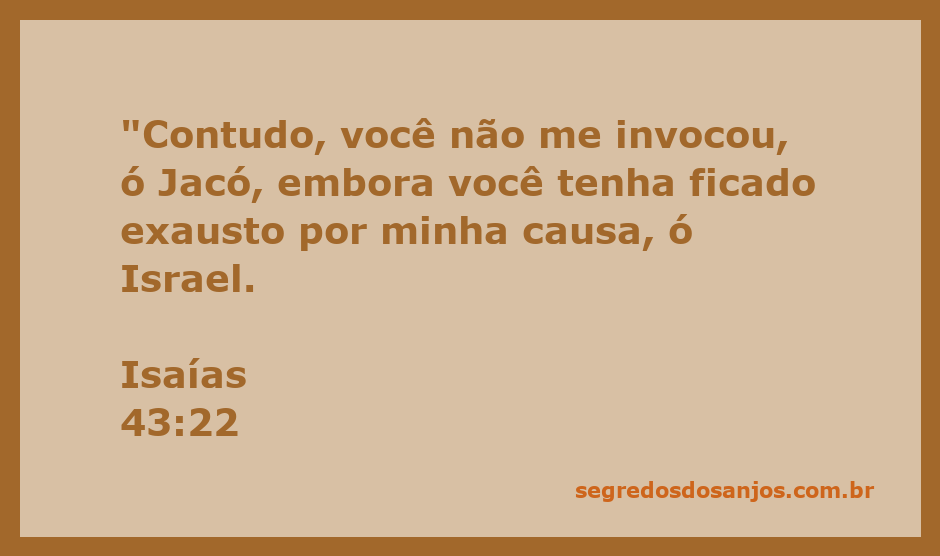 Versículo de Isaías 43:22 destacando a falta de invocação a Deus por Jacó e Israel